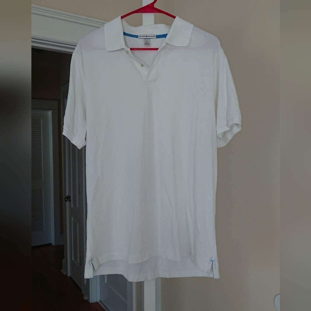 Peter Millar White Polo cotton Classic Fit Shirt size L